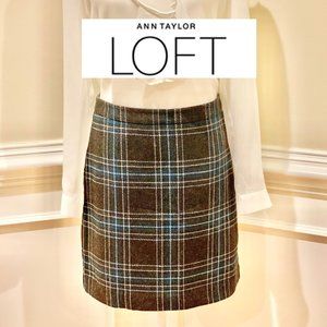 Ann Taylor Loft plaid mini pencil Skirt, Size 2